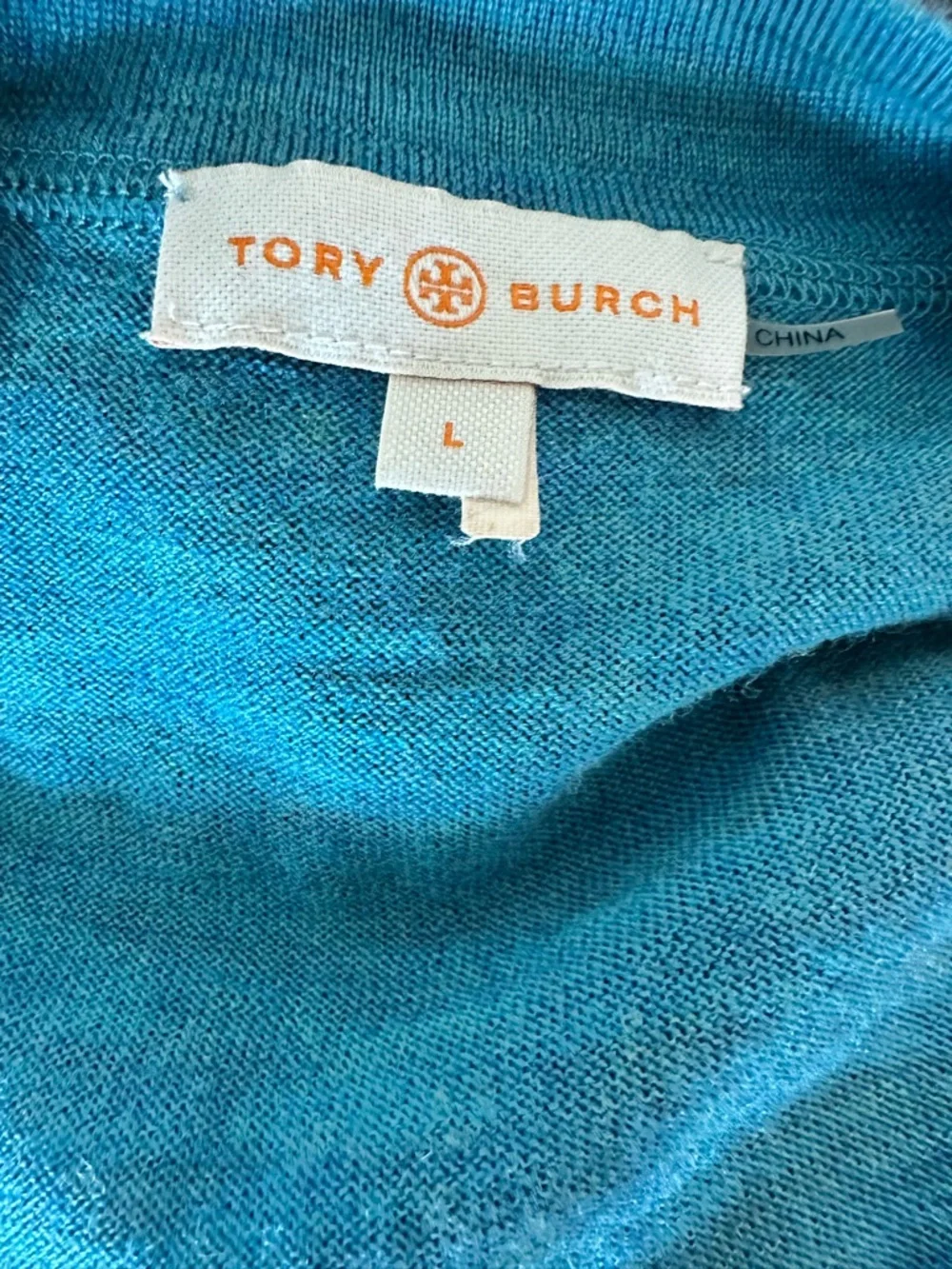 Tory Burch Teal 100% Merino Wool Simone Cardigan L Like New Quiet Luxury